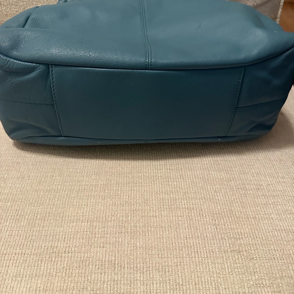 Coach Teal Blue Leather Shoulder Bag - Picture 5 of 5